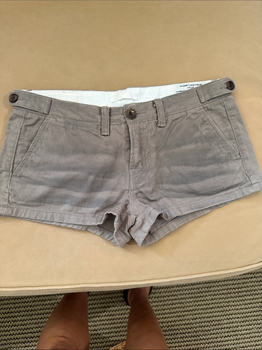 AllSaints Taupe Cotton Blend Women's Shorts